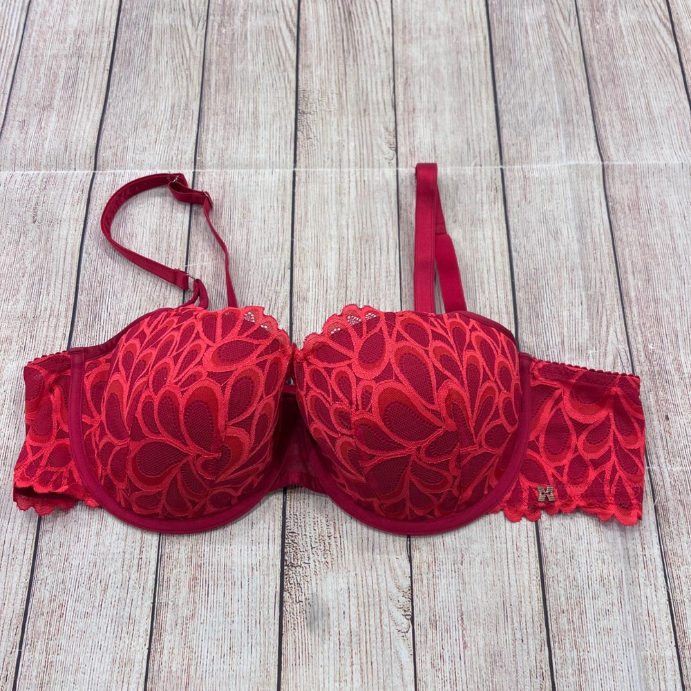 Savage X Fenty Red Floral Lace Balconette Underwire Bra 42D
